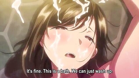 She has it sandwiched between her breasts and gives a titjob, then gets bukkake'd and creampied.