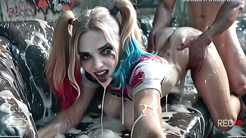 Harley Quinn - Naughty Bathing In Cum (realistic Ai Generated)